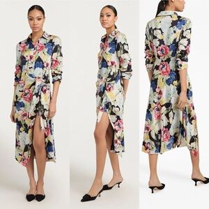 CINQ A SEPT Wildwood Flower Jacey Side-Tie Midi Shirtdress size 6